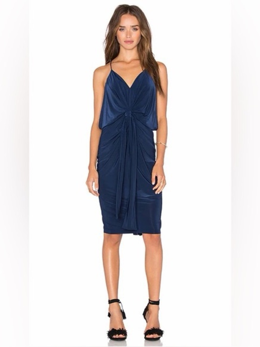 Misa Los Angeles Domino Knot Waist Dress Navy Cocktail Evening Women’s M
